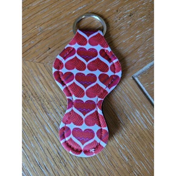 NEW Heart Neoprene Chapstick Holder Key Chain and chapstick - Picture 2 of 3